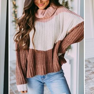 Cropped Cowl Neck Sweater